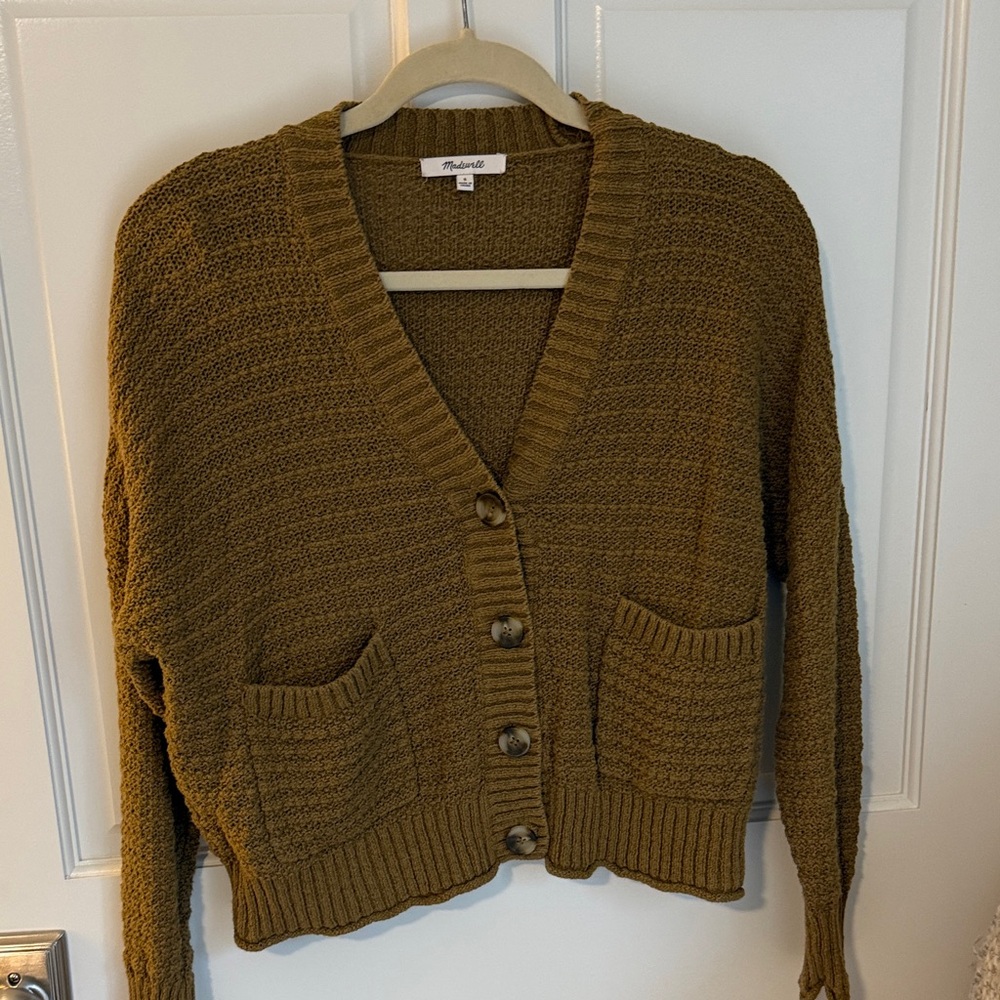 Madewell Green Cardigan Sweater